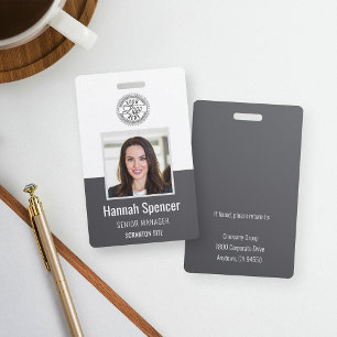 Gray Employee Photo ID Company Security Badge