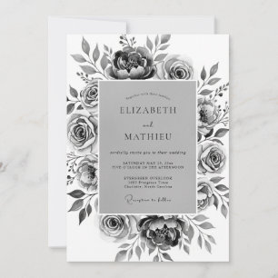 Gray Ethereal Floral Bloom Wedding Invitation