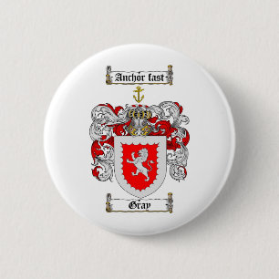 GRAY FAMILY CREST - GRAY COAT OF ARMS 6 CM ROUND BADGE
