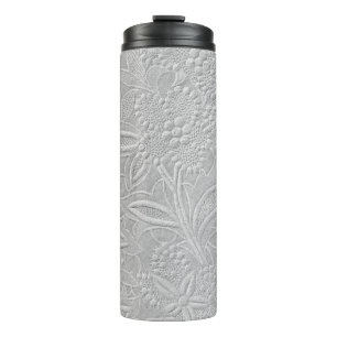 Gray Floral Embossed Look Thermal Tumbler