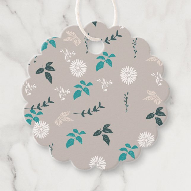 Gray Floral Favor Tags (Front)