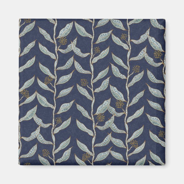 Gray floral vines  magnet (Front)