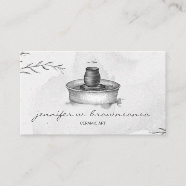Gray Flower Pottery Ceramic Artist Tool sculpture Business Card (Front)