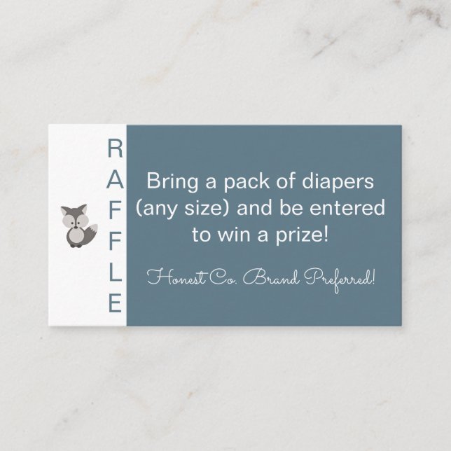 Gray Fox - Baby Shower Diaper Raffle Tickets Enclo Enclosure Card (Front)