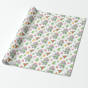 Gray Fox Christmas Wrapping Paper