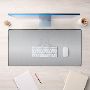 Gray Frane and Brushed Aluminum Custom Initial Desk Mat
