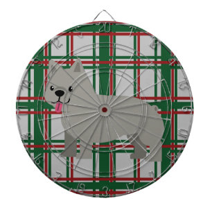 Gray French Bulldog, Christmas Plaid Dartboard