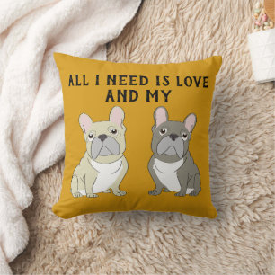 Gray French Bulldog Cushion
