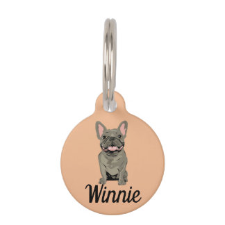 Gray French Bulldog Pet Tag