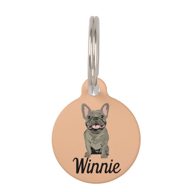 Gray French Bulldog Pet Tag (Front)