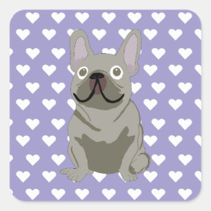 Gray French Bulldog Square Sticker