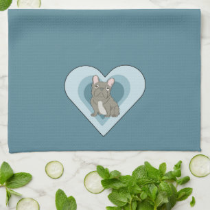 Gray French Bulldog Tea Towel