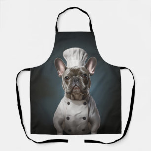 Gray Frenchie Chef French Bulldog Cooking Apron