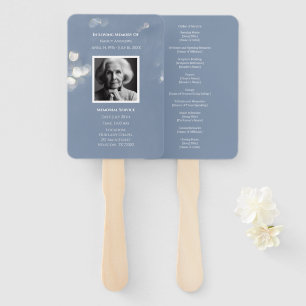 Gray Funeral Memorial Program Hand Fan