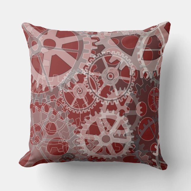 GRAY GEARS DESIGN Retro Throw Pillow (Front)