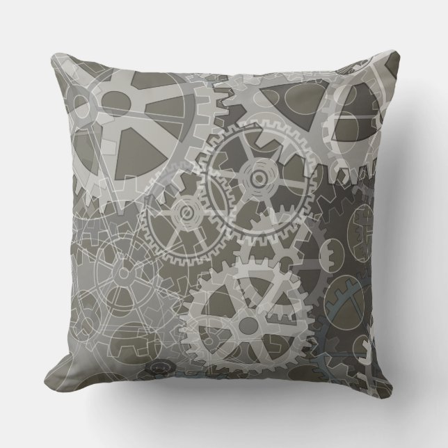 GRAY GEARS DESIGN Retro Throw Pillow (Front)