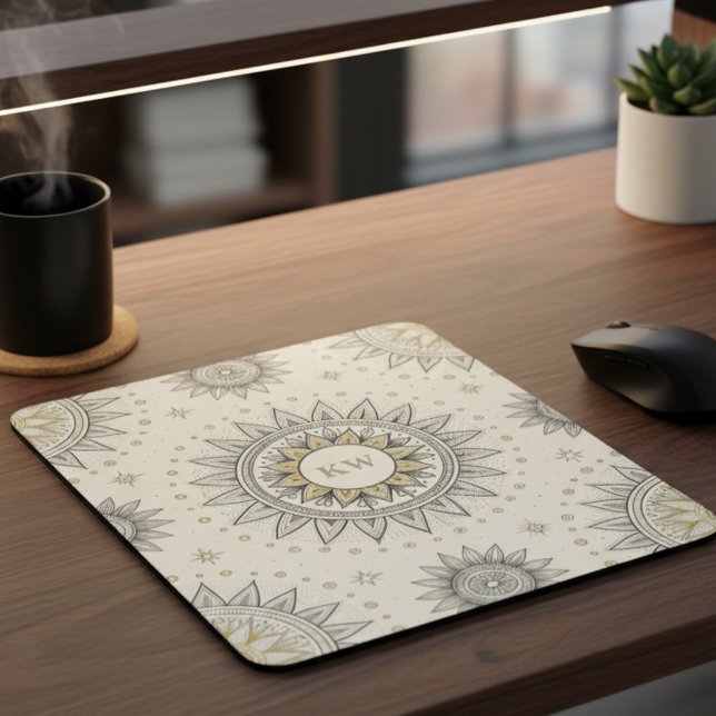 Gray Gold Mandala Pattern Mouse Pad (Creator Uploaded)