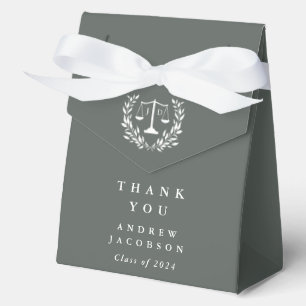 Gray-Green JD Law Scales+Laurel Graduation Favour Box