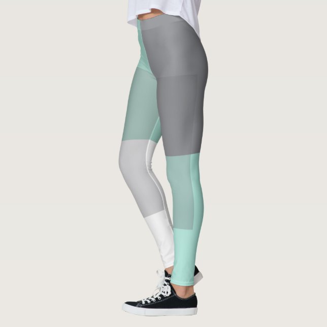 Gray green squares leggings (Left)