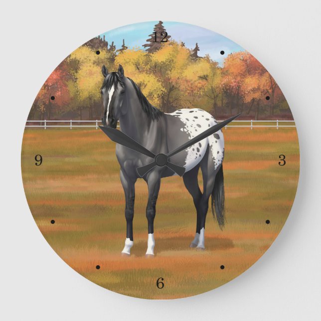 Gray Grulla Appaloosa Quarter Horse Stallion Large Clock (Front)