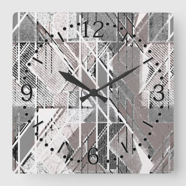 Gray grunge print. Acrylic Wall Clock (Front)