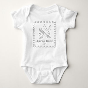 Gray Hand-Drawn Après Bébé Winter Ski Baby Bodysuit