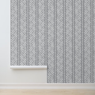 Gray Hand Drawn Chevron Pattern Wallpaper