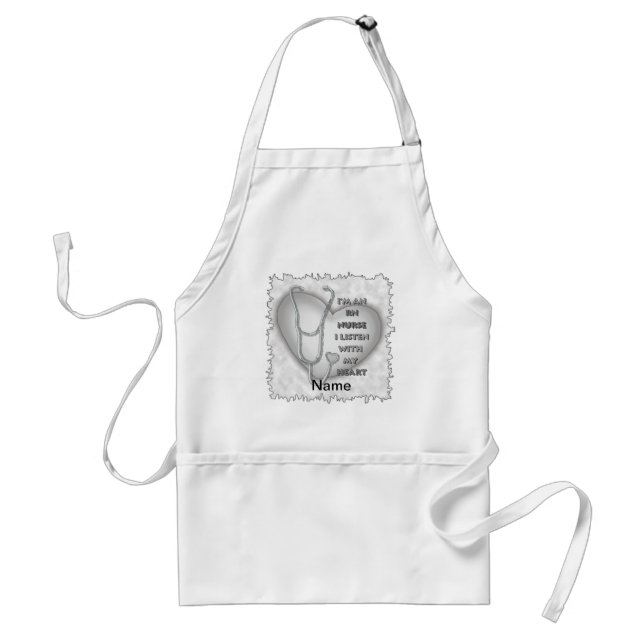 Gray Heart RN Registered Nurse Standard Apron (Front)