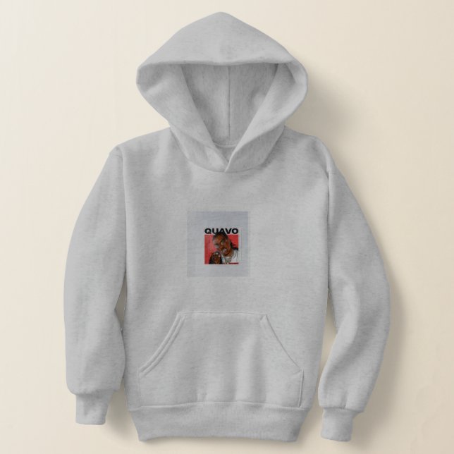 Gray Hoodie Quavo Huncho For Boys Kids  (Laydown)
