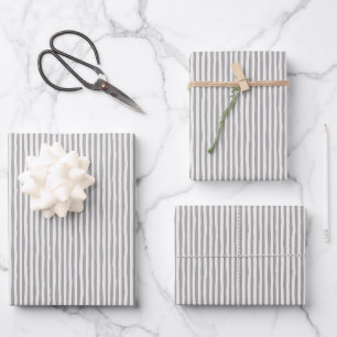 Gray & Ivory Wonky Stripes Wrapping Paper Sheet