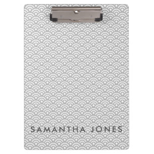 Gray Japanese Pattern Personalized Office Gift Clipboard