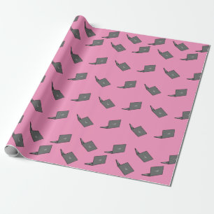 Gray Laptop with Bird Logo Cartoon Wrapping Paper