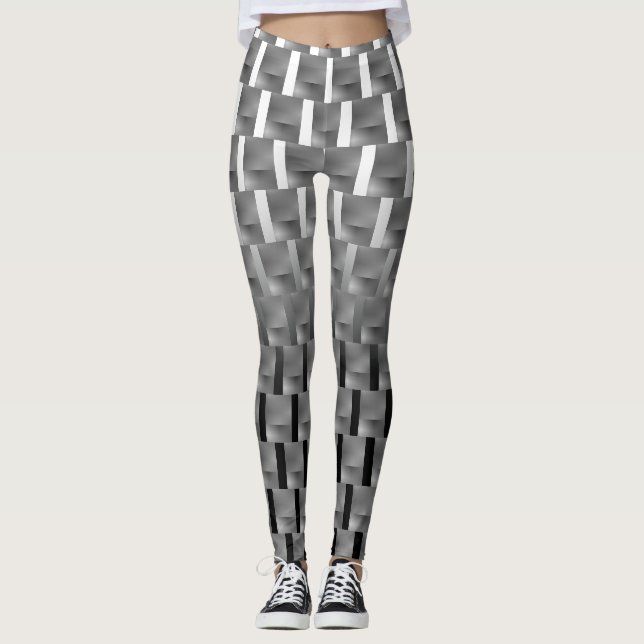 Gray legging, rectangles, black and white frames leggings (Front)
