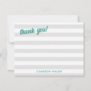 Gray Lines Teal Thank You Add Name Card
