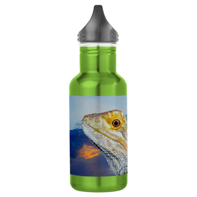 Gray Lizard at sunset Water Bottle (Left)