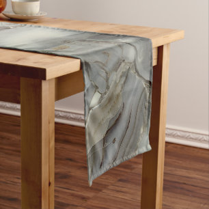 Gray Marble with Gold Vein Long Table Runner
