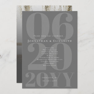 Gray Minimalist Bold Type Photo Wedding Program