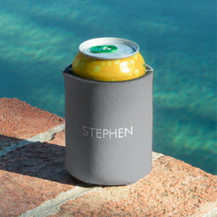 Gray minimalist custom name can cooler
