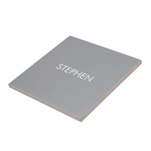 Gray minimalist custom name  ceramic tile