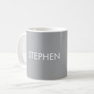 Gray minimalist custom name  coffee mug