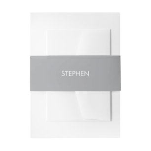 Gray minimalist custom name invitation belly band