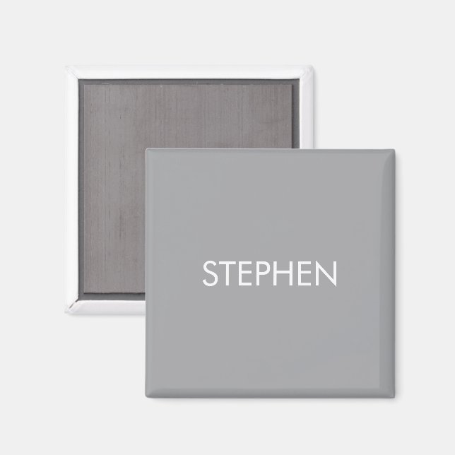 Gray minimalist custom name  magnet (Front/Back)