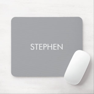 Gray minimalist custom name  mouse pad