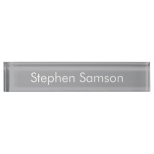 Gray minimalist custom name nameplate