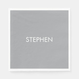 Gray minimalist custom name napkin