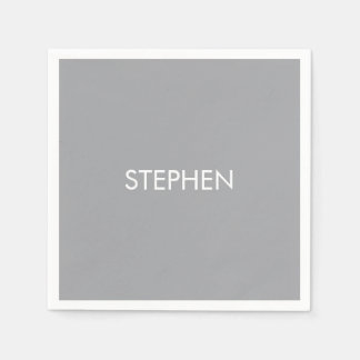 Gray minimalist custom name napkin