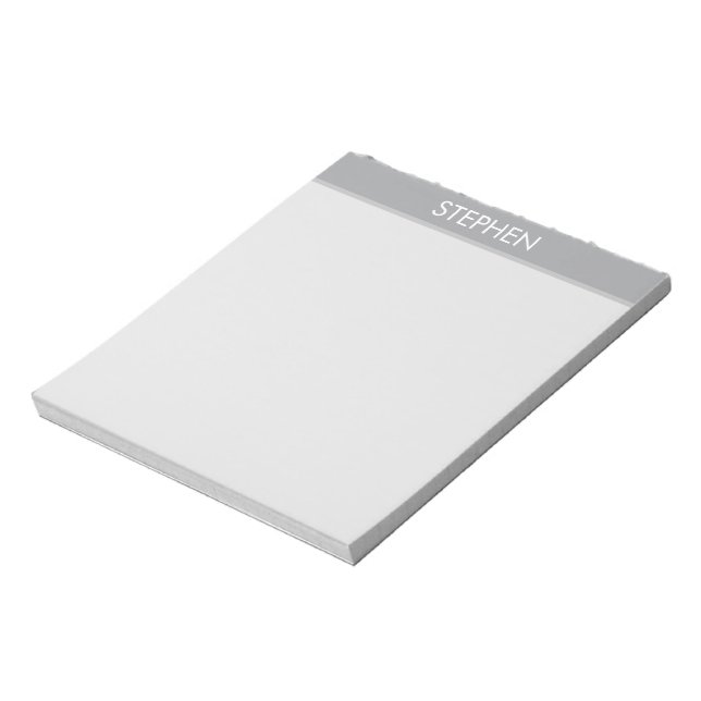 Gray minimalist custom name  notepad (Rotated)