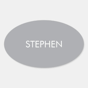 Gray minimalist custom name  oval sticker