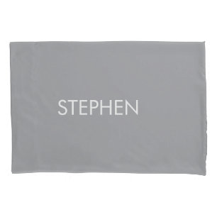 Gray minimalist custom name pillowcase