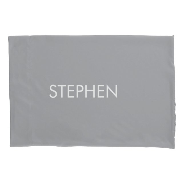 Gray minimalist custom name  pillowcase (Front)